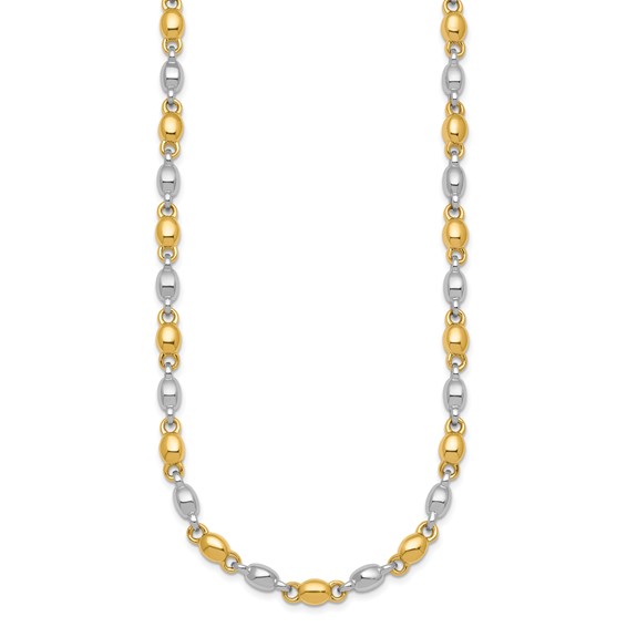 14k Two Tone Polished 5.25mm Round Fancy Link 18 inch Necklace