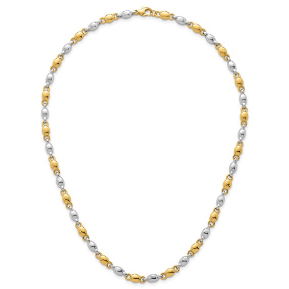 14k Two Tone Polished 5.25mm Round Fancy Link 18 inch Necklace