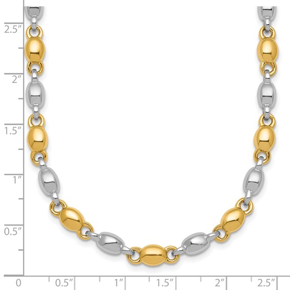14k Two Tone Polished 5.25mm Round Fancy Link 18 inch Necklace