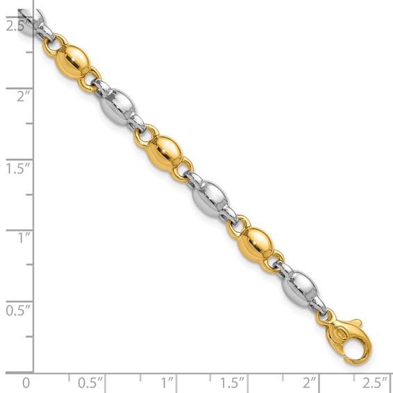 14k Two Tone Polished 5.25mm Round Fancy Link 7.25 inch Bracelet