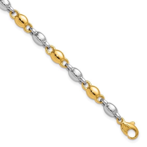 14k Two Tone Polished 5.25mm Round Fancy Link 7.25 inch Bracelet