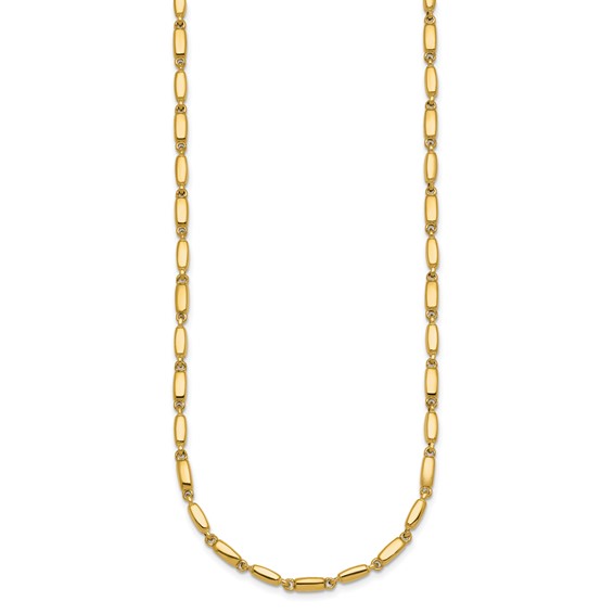 14k Polished 3mm Fancy Bar Link 18 inch Necklace