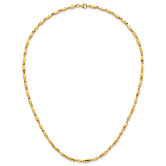14k Polished 3mm Fancy Bar Link 18 inch Necklace