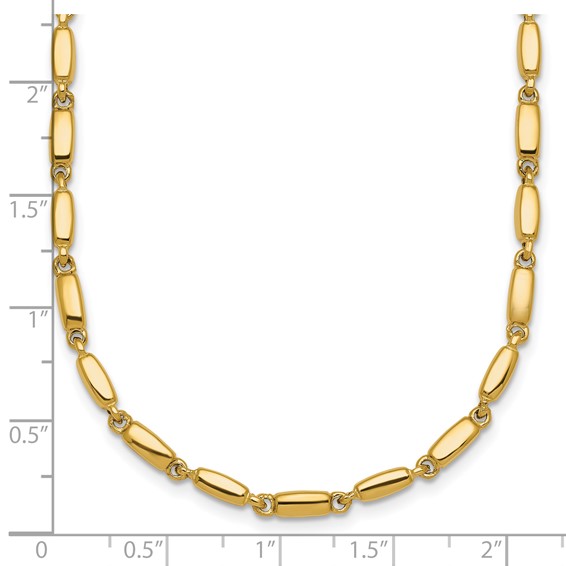 14k Polished 3mm Fancy Bar Link 18 inch Necklace
