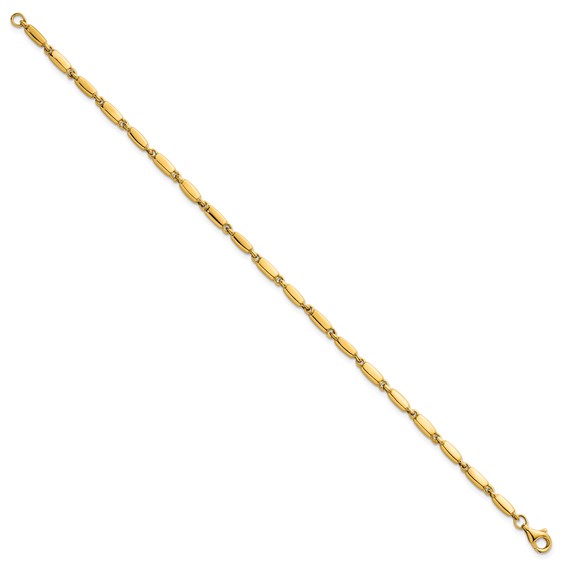 14k Polished 3mm Fancy Bar Link 7.5 inch Bracelet