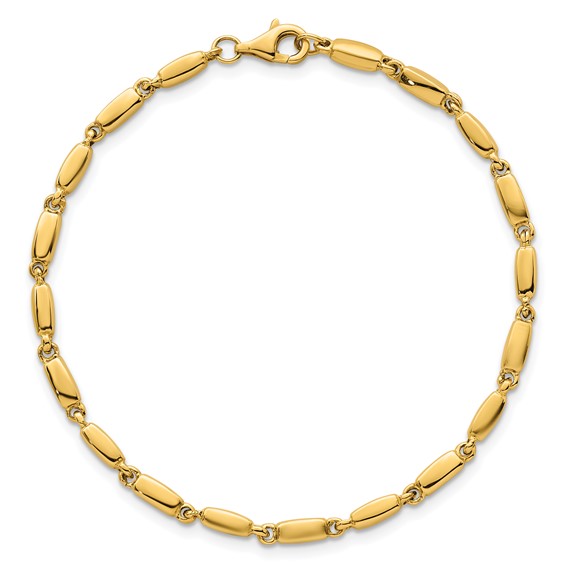 14k Polished 3mm Fancy Bar Link 7.5 inch Bracelet