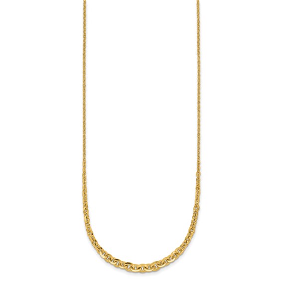14k Polished Fancy Graduated Cable Link 18 inch Necklace