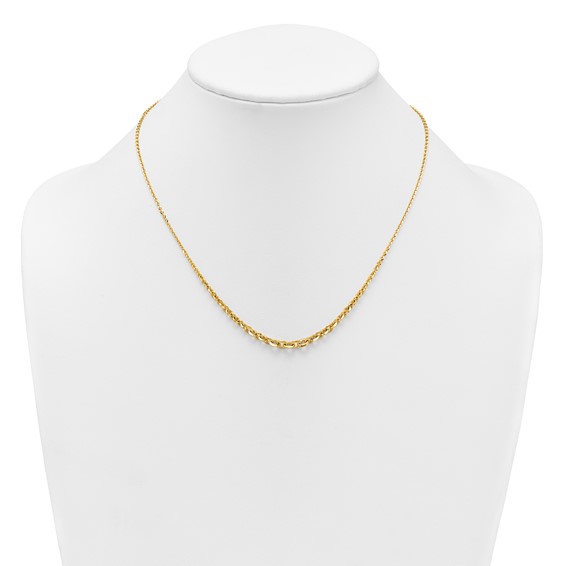 14k Polished Fancy Graduated Cable Link 18 inch Necklace