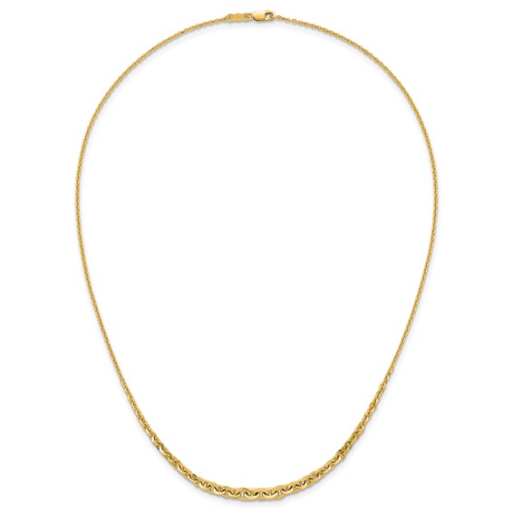 14k Polished Fancy Graduated Cable Link 18 inch Necklace