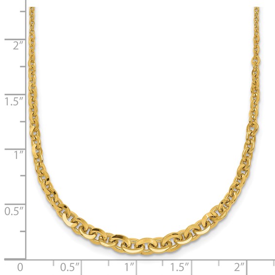 14k Polished Fancy Graduated Cable Link 18 inch Necklace