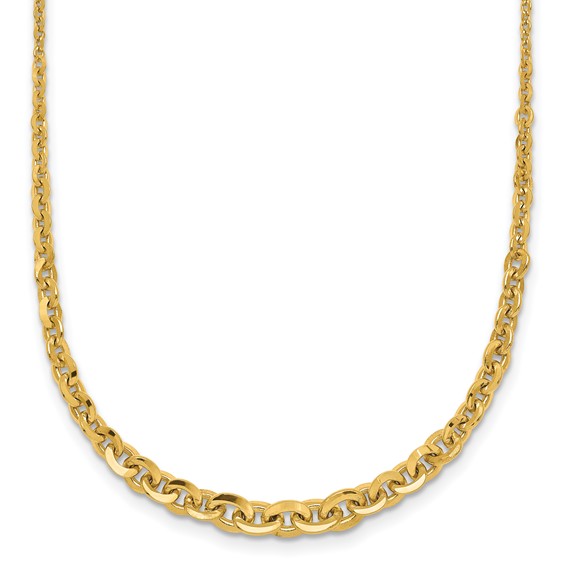 14k Polished Fancy Graduated Cable Link 18 inch Necklace