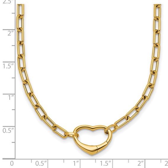 14k Polished Oval Link with Heart Clasp 18 inch Necklace able to Convert to Bracelet