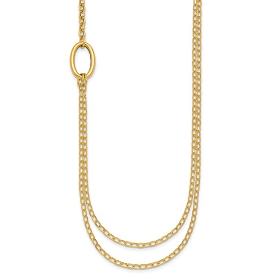 14k Polished Oval Double Strand Cable Chain 18 inch Necklace