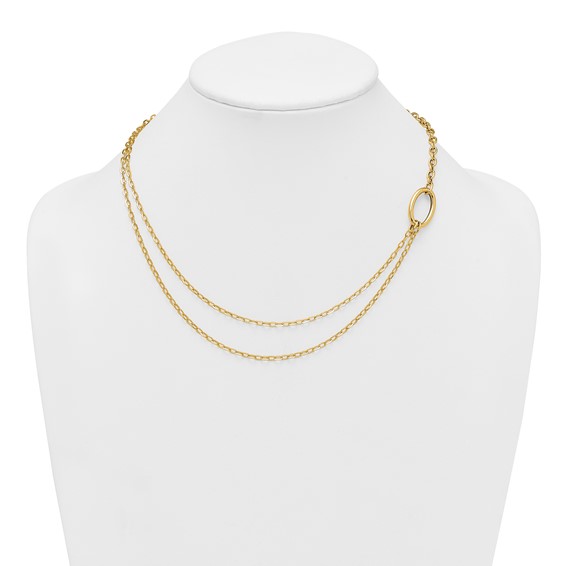 14k Polished Oval Double Strand Cable Chain 18 inch Necklace