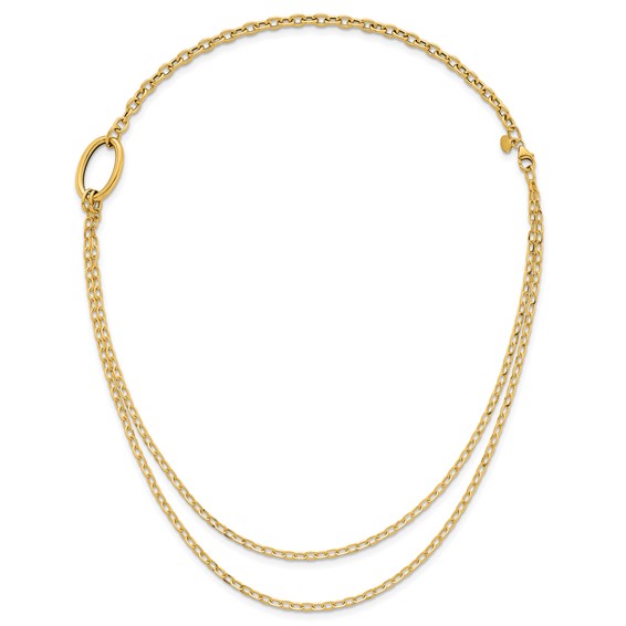 14k Polished Oval Double Strand Cable Chain 18 inch Necklace