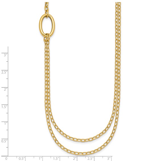 14k Polished Oval Double Strand Cable Chain 18 inch Necklace
