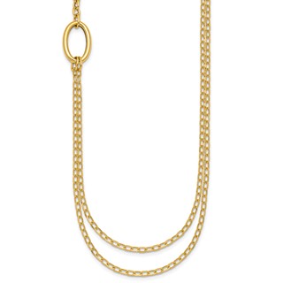 14k Polished Oval Double Strand Cable Chain 18 inch Necklace