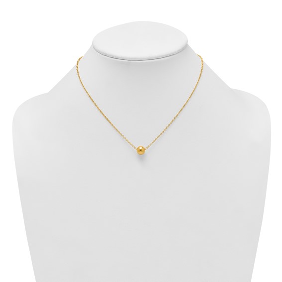 14k Polished 7.5mm Round Bead 16 inch Necklace Plus 2 inch Extender