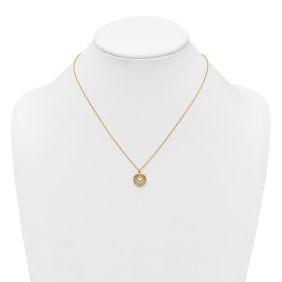 14k Polished and Textured Fancy Circles 17 inch Necklace