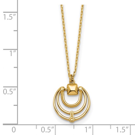 14k Polished and Textured Fancy Circles 17 inch Necklace