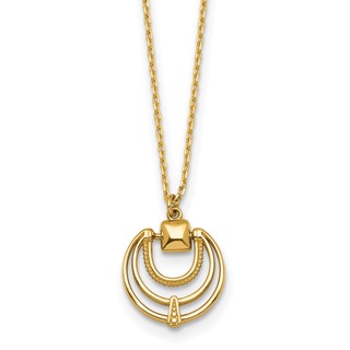 14k Polished and Textured Fancy Circles 17 inch Necklace