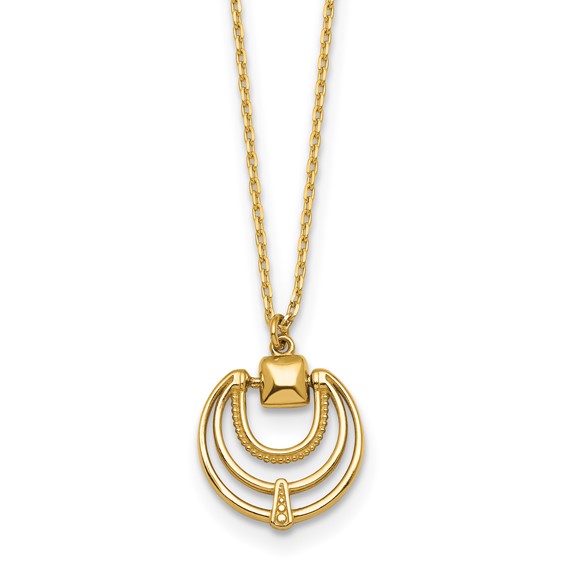 14k Polished and Textured Fancy Circles 17 inch Necklace