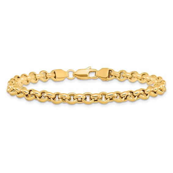 14k Polished Fancy 5mm Rolo Link 7.5 inch Bracelet