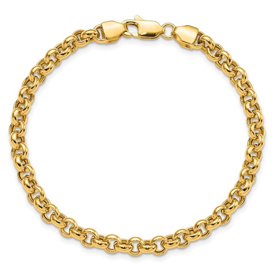 14k Polished Fancy 5mm Rolo Link 8.5 inch Bracelet