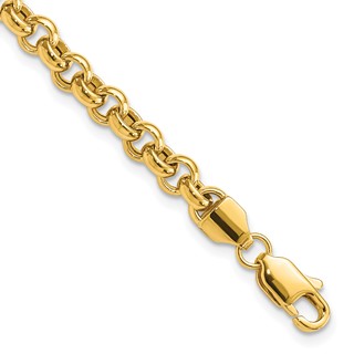 14k Polished Fancy 5mm Rolo Link 8.5 inch Bracelet