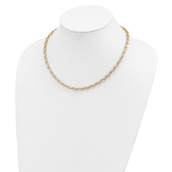 14k Polished 4.5mm Fancy Oval Link 18 inch Necklace