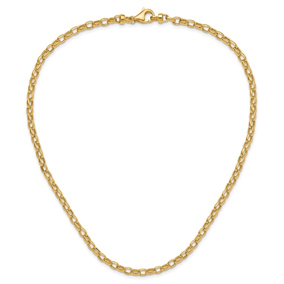 14k Polished 4.5mm Fancy Oval Link 18 inch Necklace