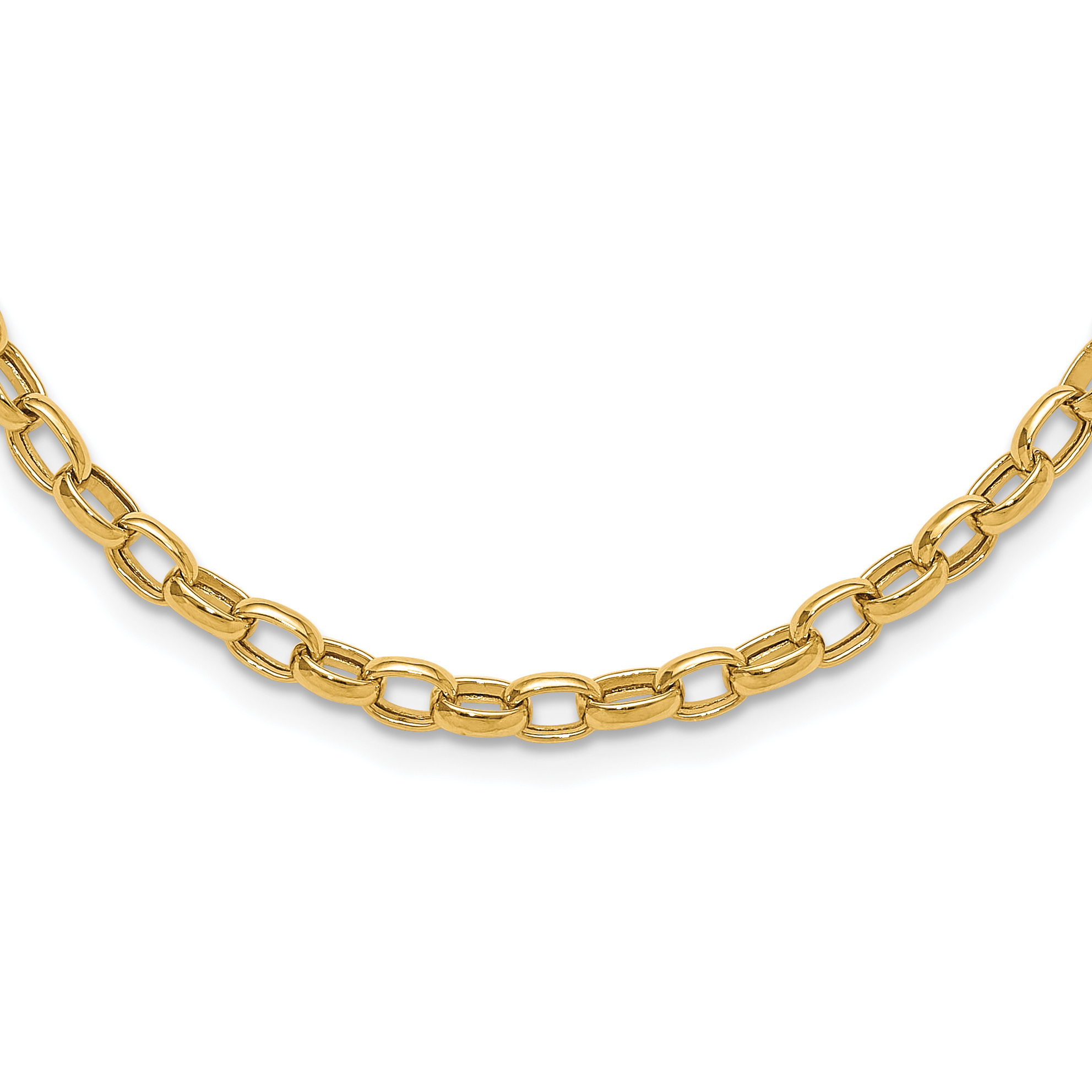14k Polished 4.5mm Fancy Oval Link 18 inch Necklace (SF425-18)