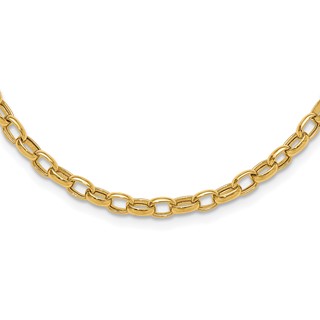 14k Polished 4.5mm Fancy Oval Link 18 inch Necklace