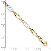 14K Two-Tone Polished Fancy Link Bracelet - 7in view 4