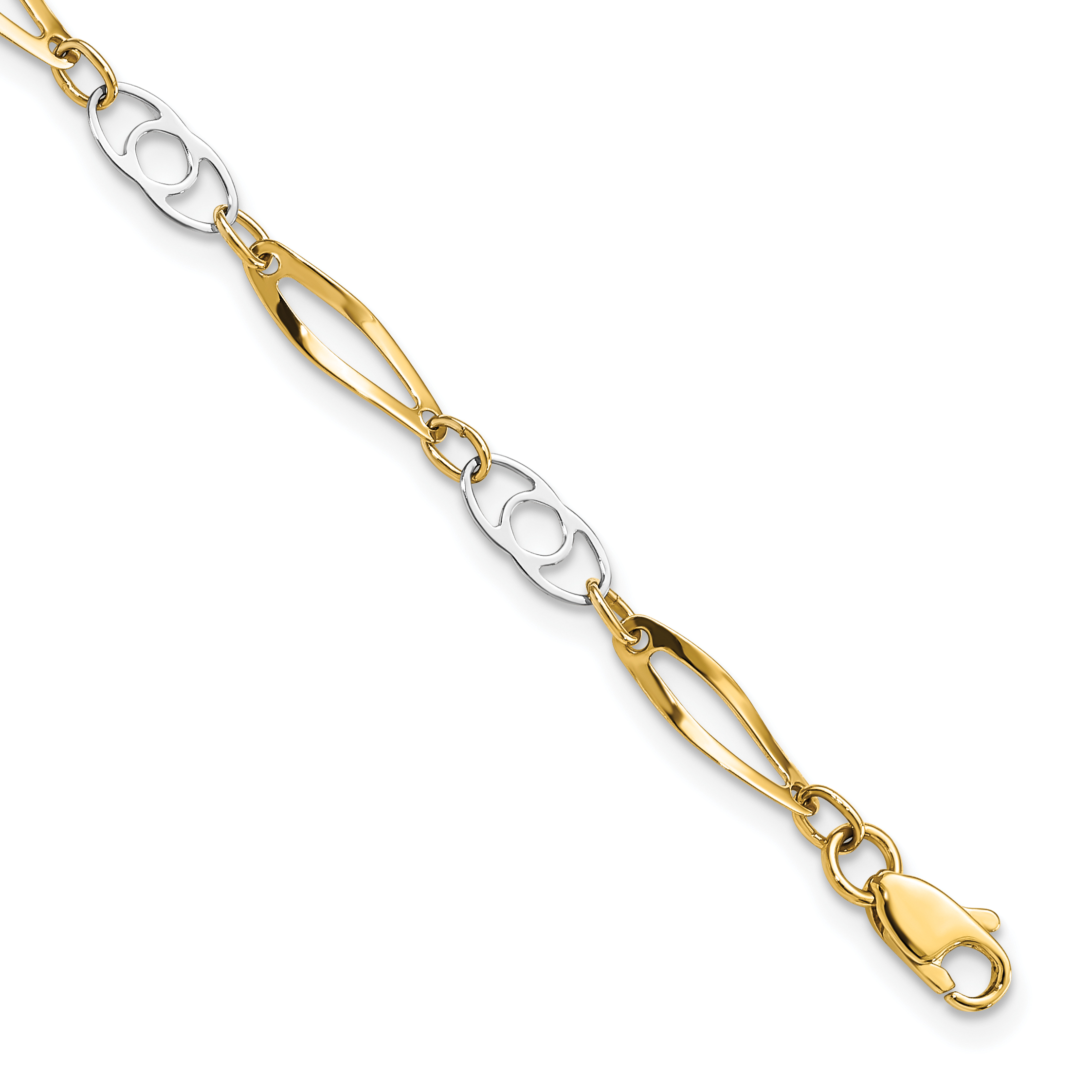 14k Two-Tone Polished Fancy Link 7 inch Bracelet (SF552-7)