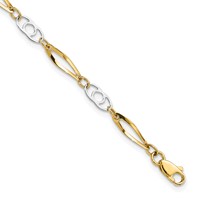 14K Two-Tone Polished Fancy Link Bracelet - 7in view 1