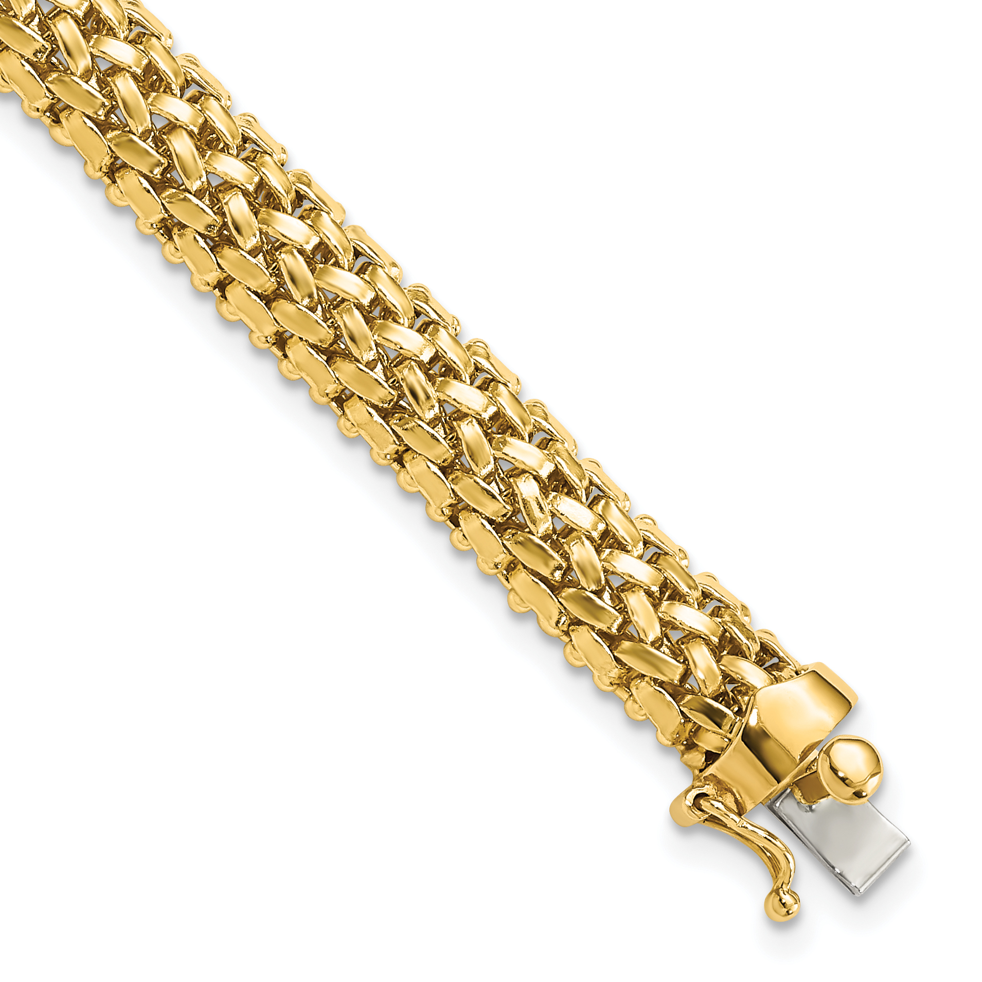 14k Polished 6.75mm Mesh 7.25 inch Bracelet (SF595-7.25)