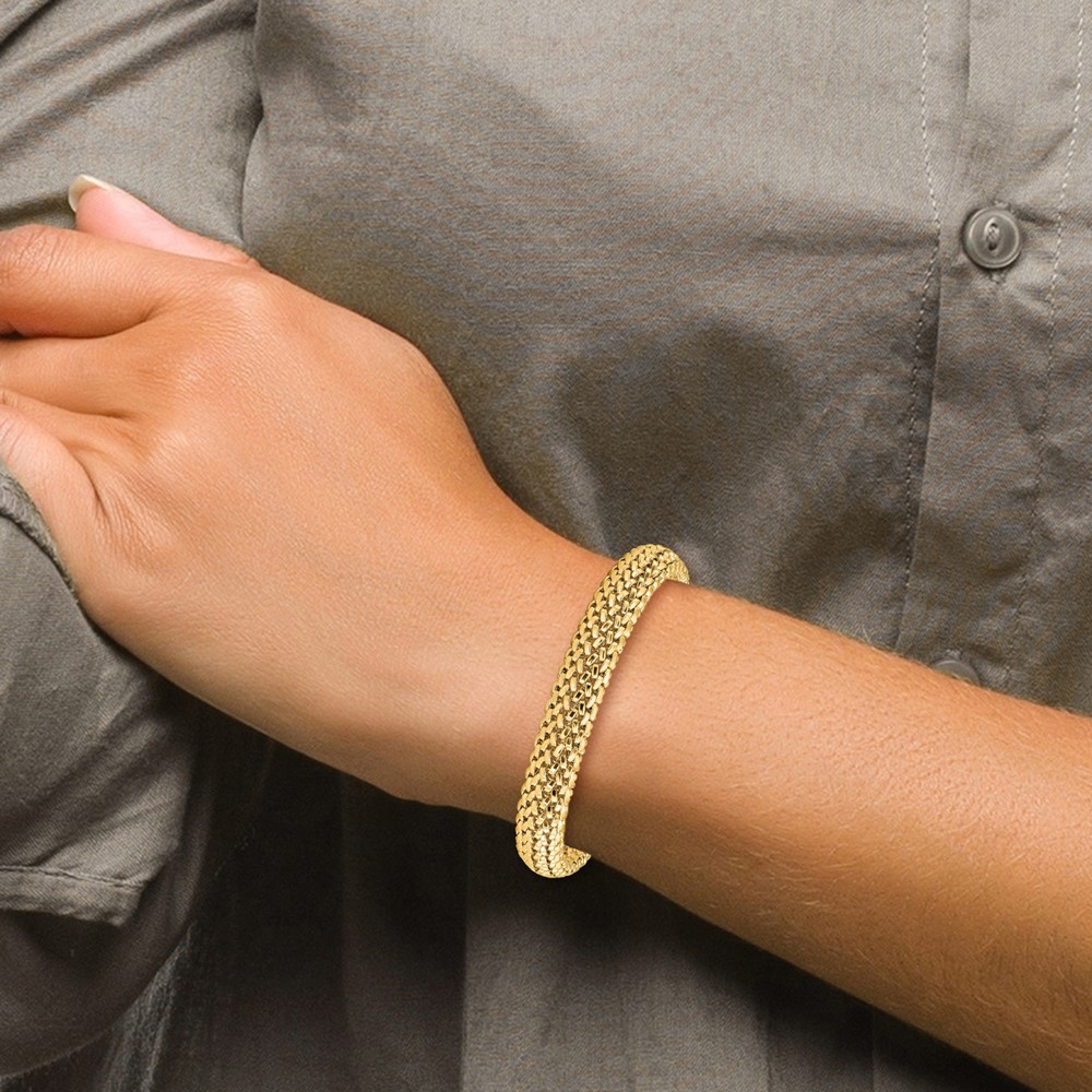 14k Polished 9.25mm Mesh 7.25 inch Bracelet (SF596-7.25)