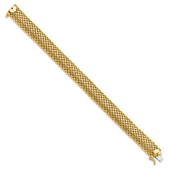 14k Polished 12.5mm Mesh 7.25 inch Bracelet