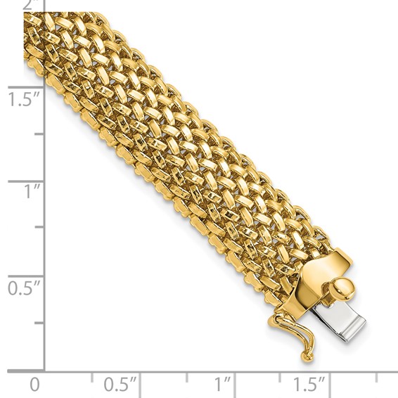 14k Polished 12.5mm Mesh 7.25 inch Bracelet