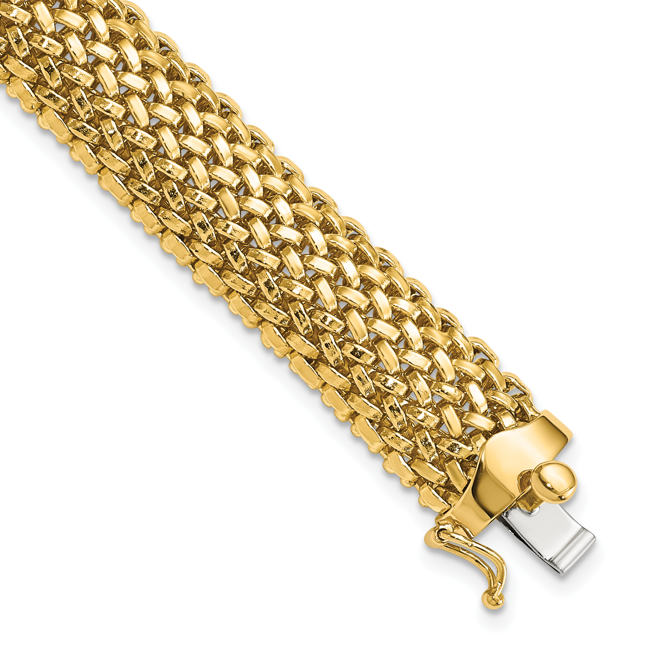 14k Polished 12.5mm Mesh 7.25 inch Bracelet (SF597-7.25)