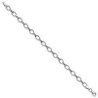 14K White Gold Polished Diamond-cut 7mm Fancy Link Bracelet, 7" view 2