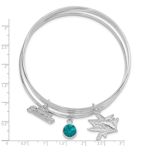 NHL San Jose Sharks Crystal & Logo Charms Slip On Triple Bracelet Set