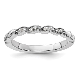 14k White Gold Stackable Expressions Diamond Twist Ring
