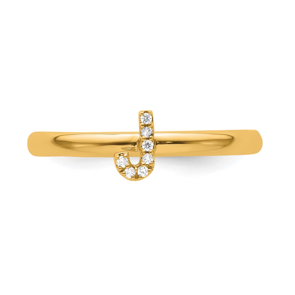 14K Stackable Diamond Initial J Ring (SK2112JY-7)