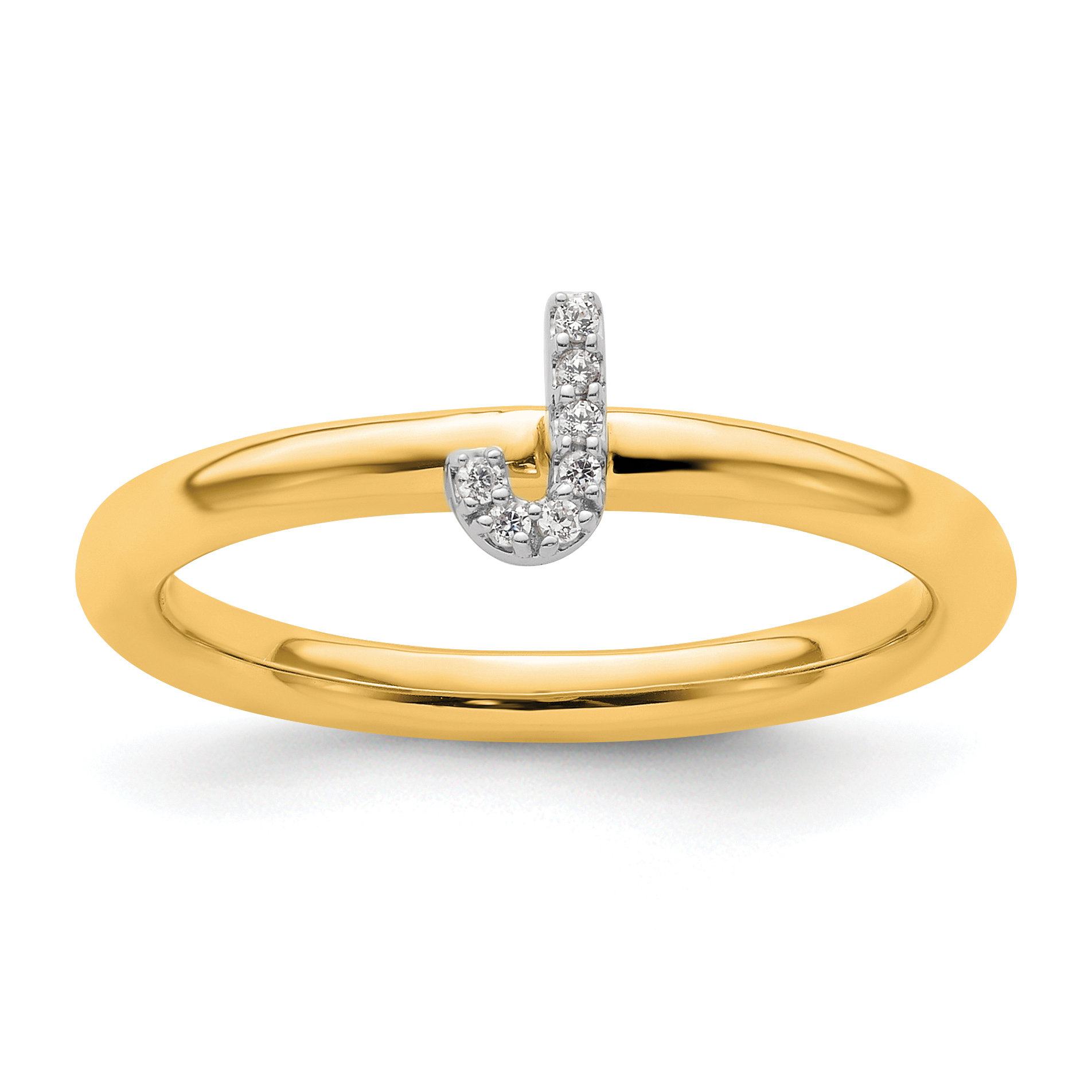 14K Stackable Diamond Initial J Ring (SK2112JY-7)