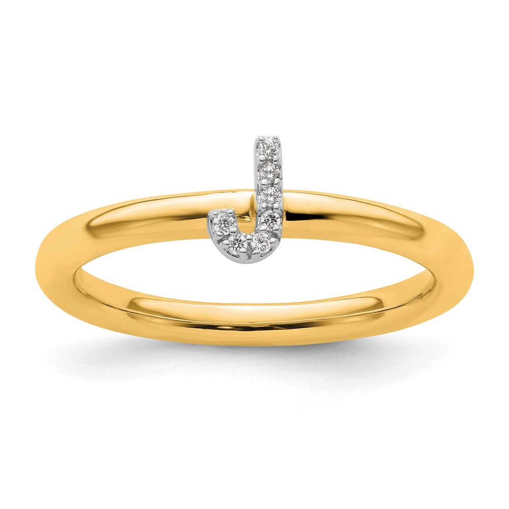 14K Stackable Diamond Initial J Ring (SK2112JY-7)