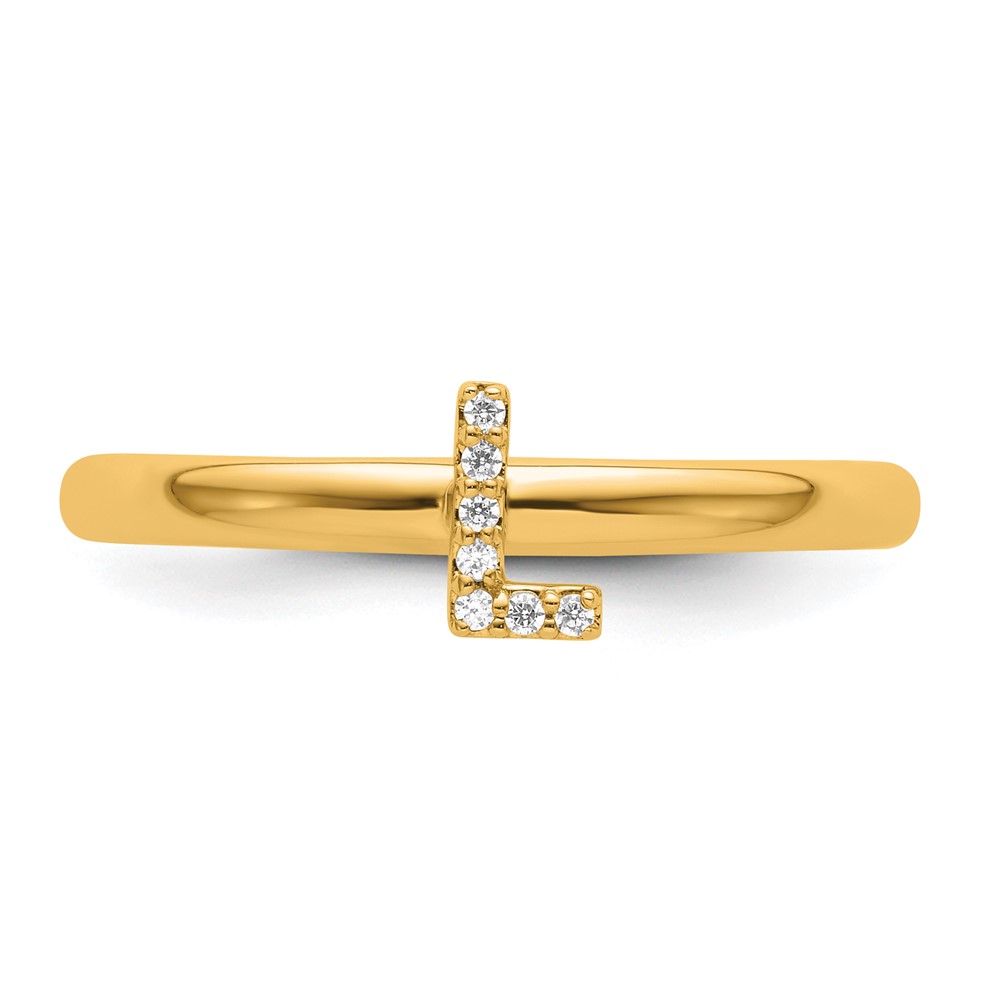 14K Stackable Diamond Initial L Ring (SK2112LY-7)