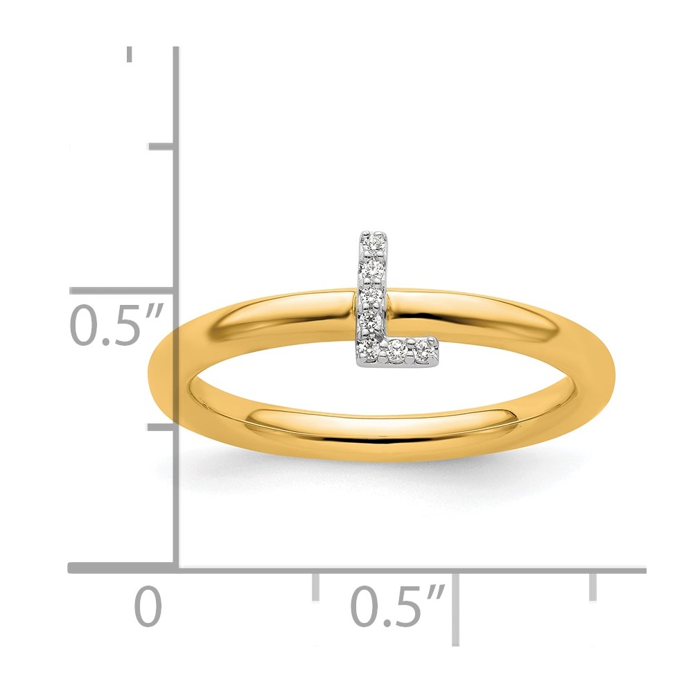 14K Stackable Diamond Initial L Ring (SK2112LY-7)