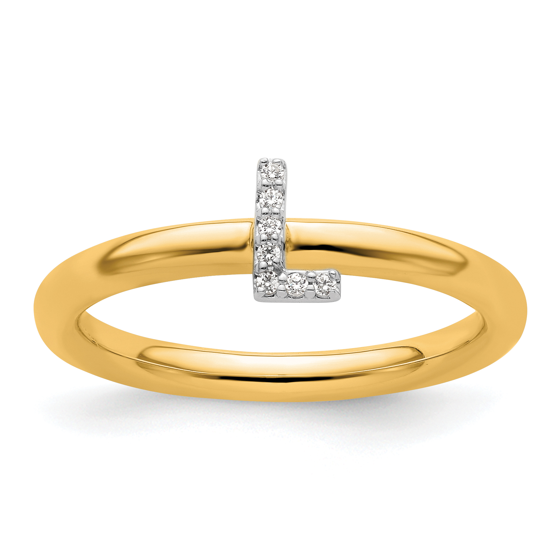 14K Stackable Diamond Initial L Ring (SK2112LY-7)